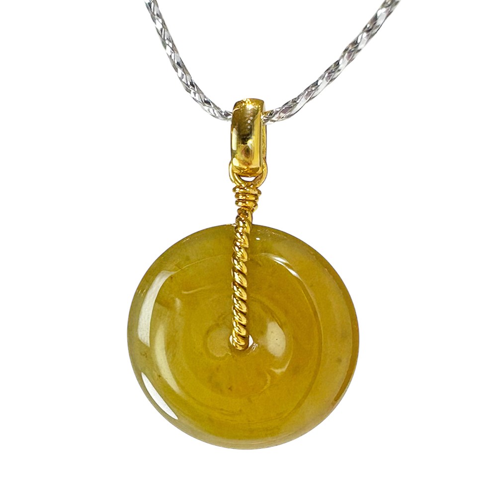 黃翡平安扣翡翠玉墜