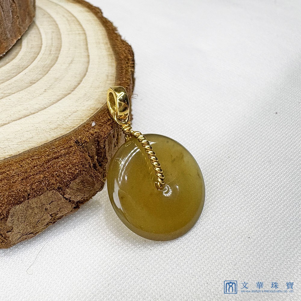 黃翡平安扣翡翠玉墜