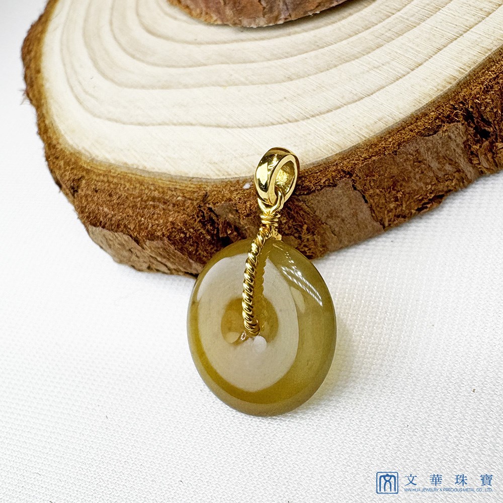 黃翡平安扣翡翠玉墜