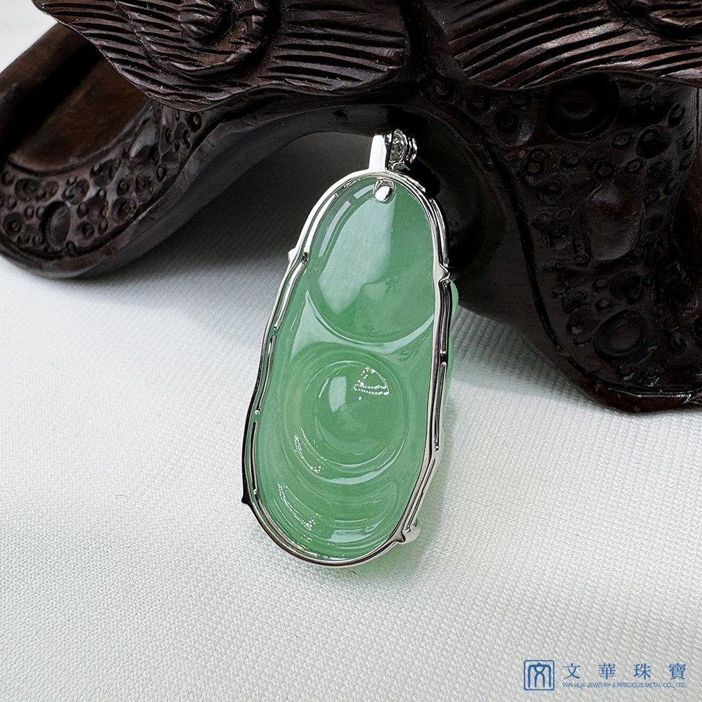 蘋果綠滿色彌勒佛翡翠玉墜 贈中國寶石鑑定證書