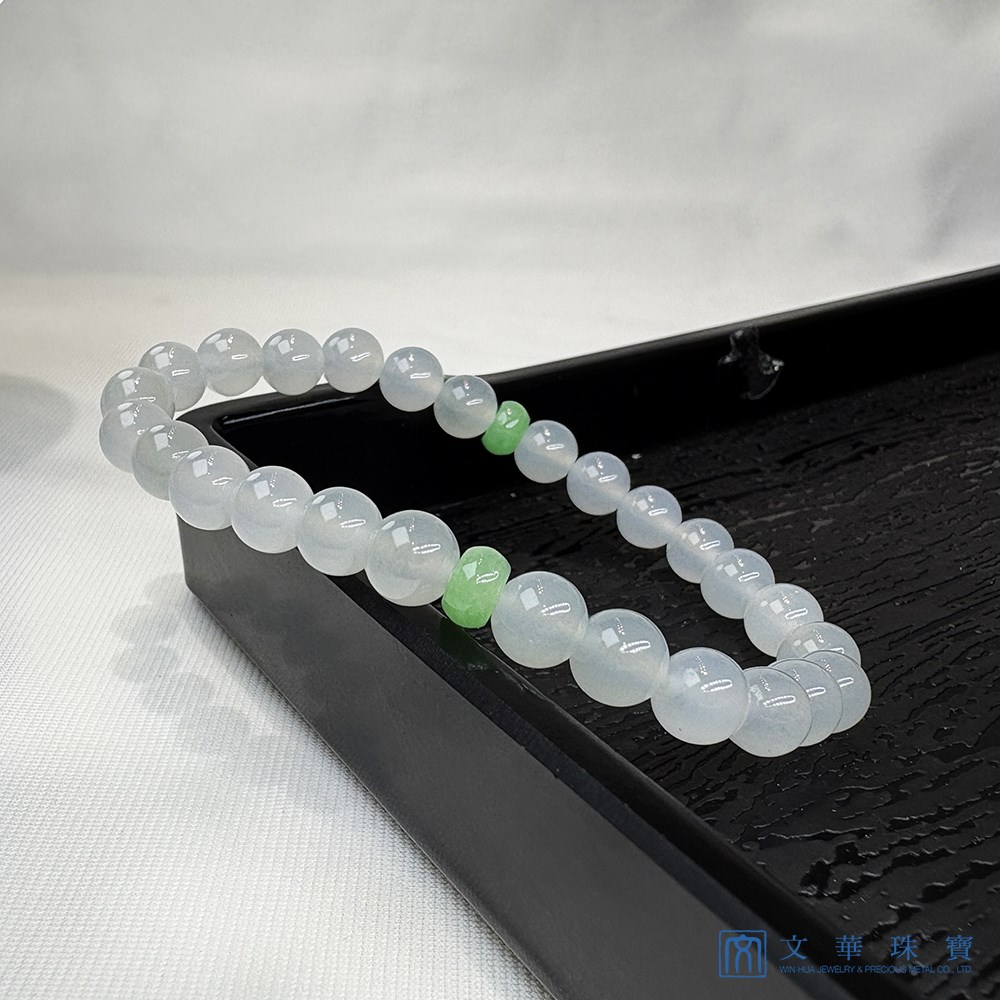冰心綠意翡翠玉珠手鍊 約6.8mm 共28枚