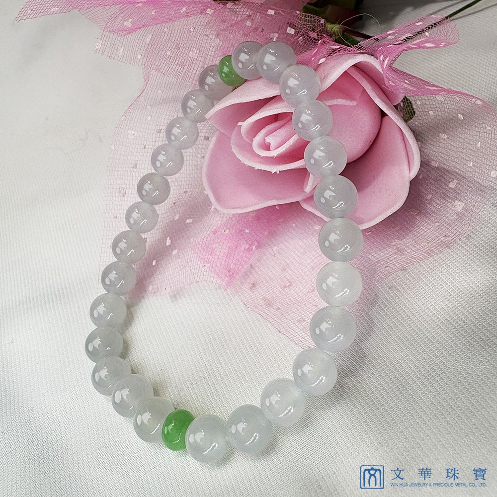 冰心綠意翡翠玉珠手鍊 約6.8mm 共28枚