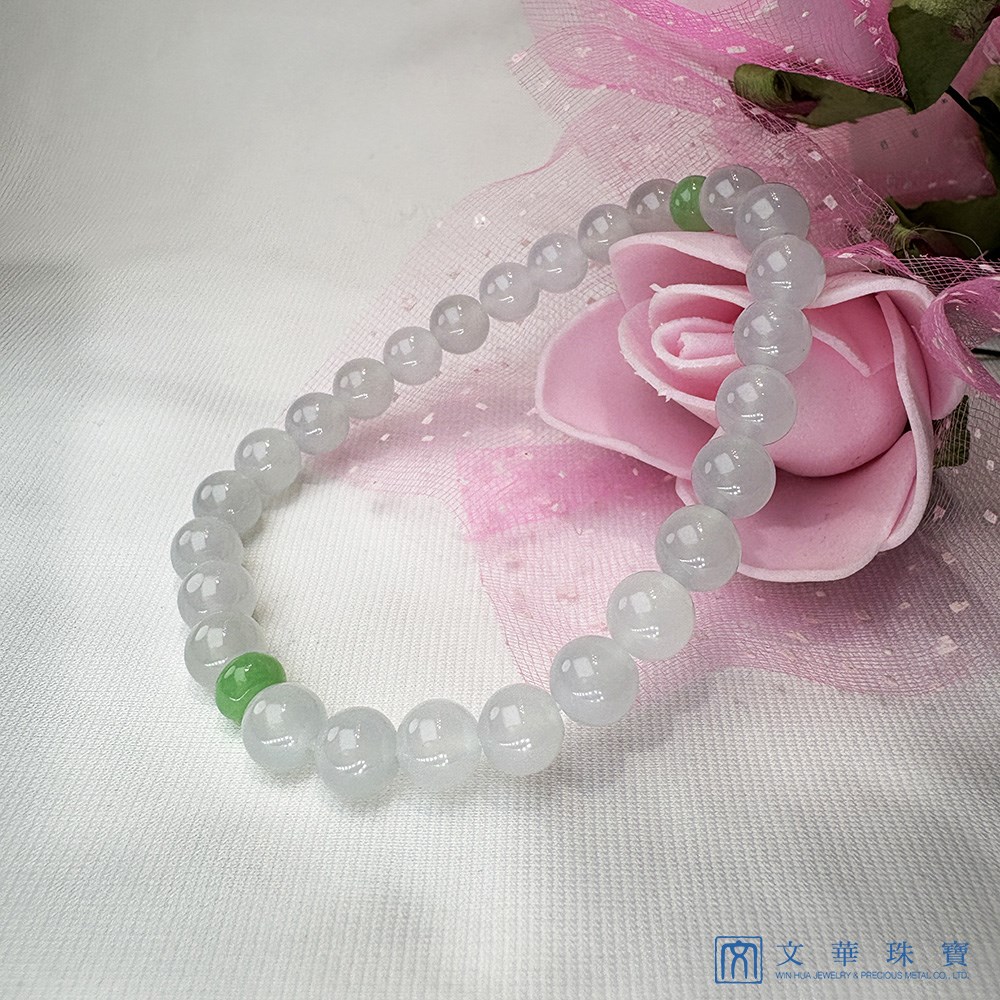 冰心綠意翡翠玉珠手鍊 約6.8mm 共28枚
