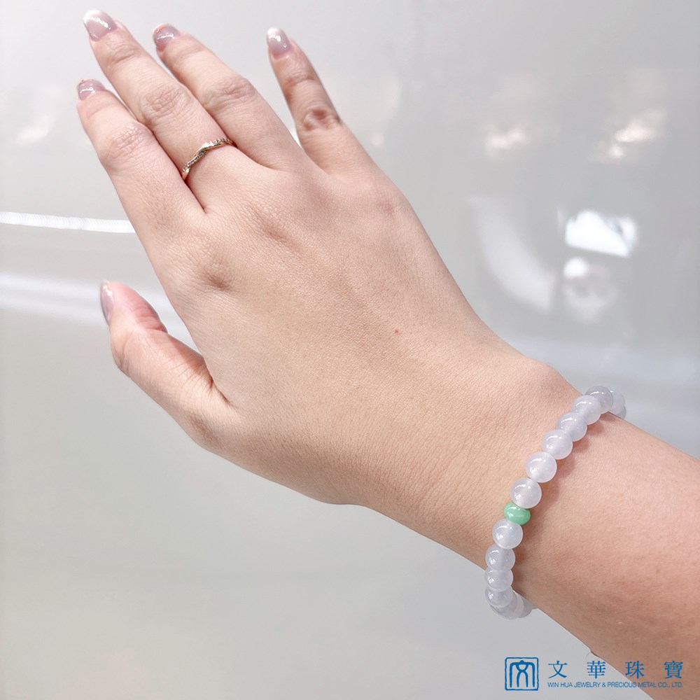冰心綠意翡翠玉珠手鍊 約6.8mm 共28枚