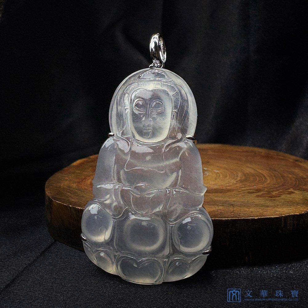 玻璃種白月光大件觀音玉墜