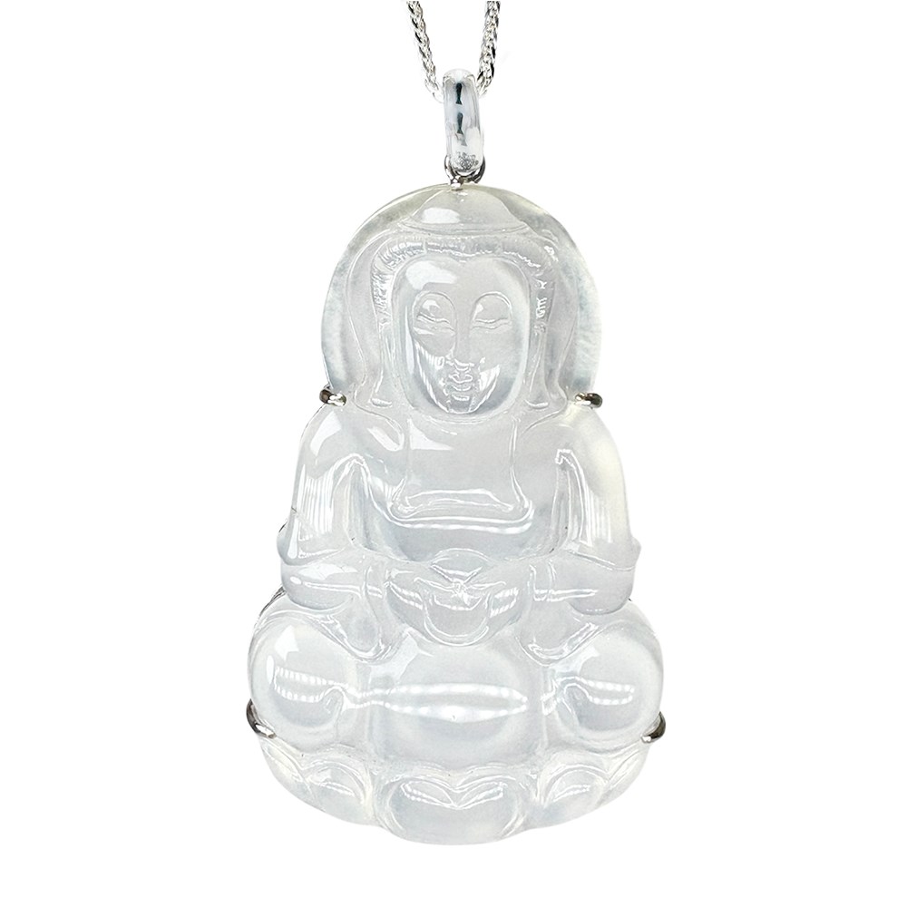 玻璃種白月光大件觀音玉墜