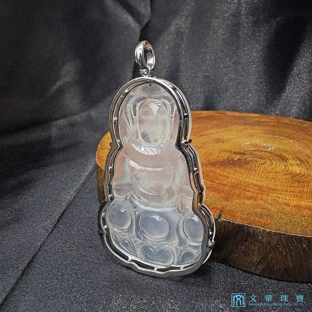 玻璃種白月光大件觀音玉墜