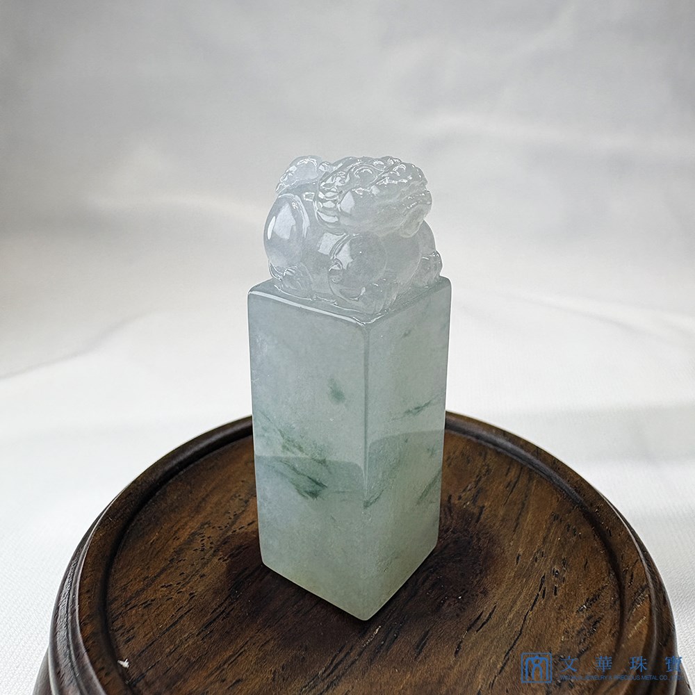 翡翠飄花貔貅方印