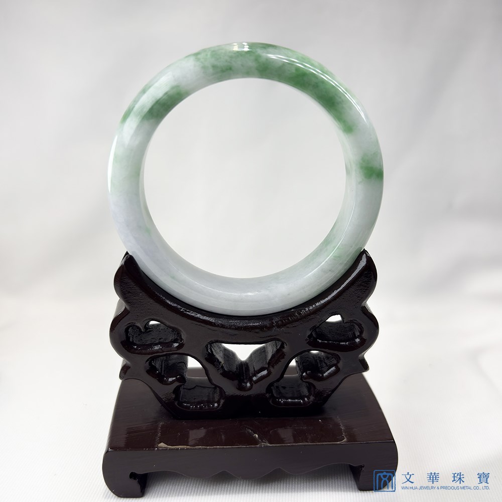 翡翠白底青玉鐲 18.5圍