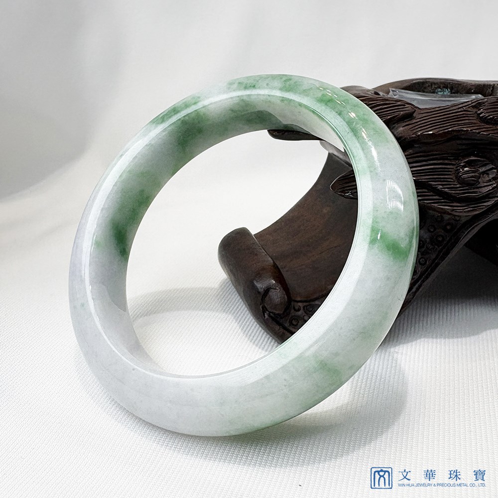 翡翠白底青玉鐲 18.5圍