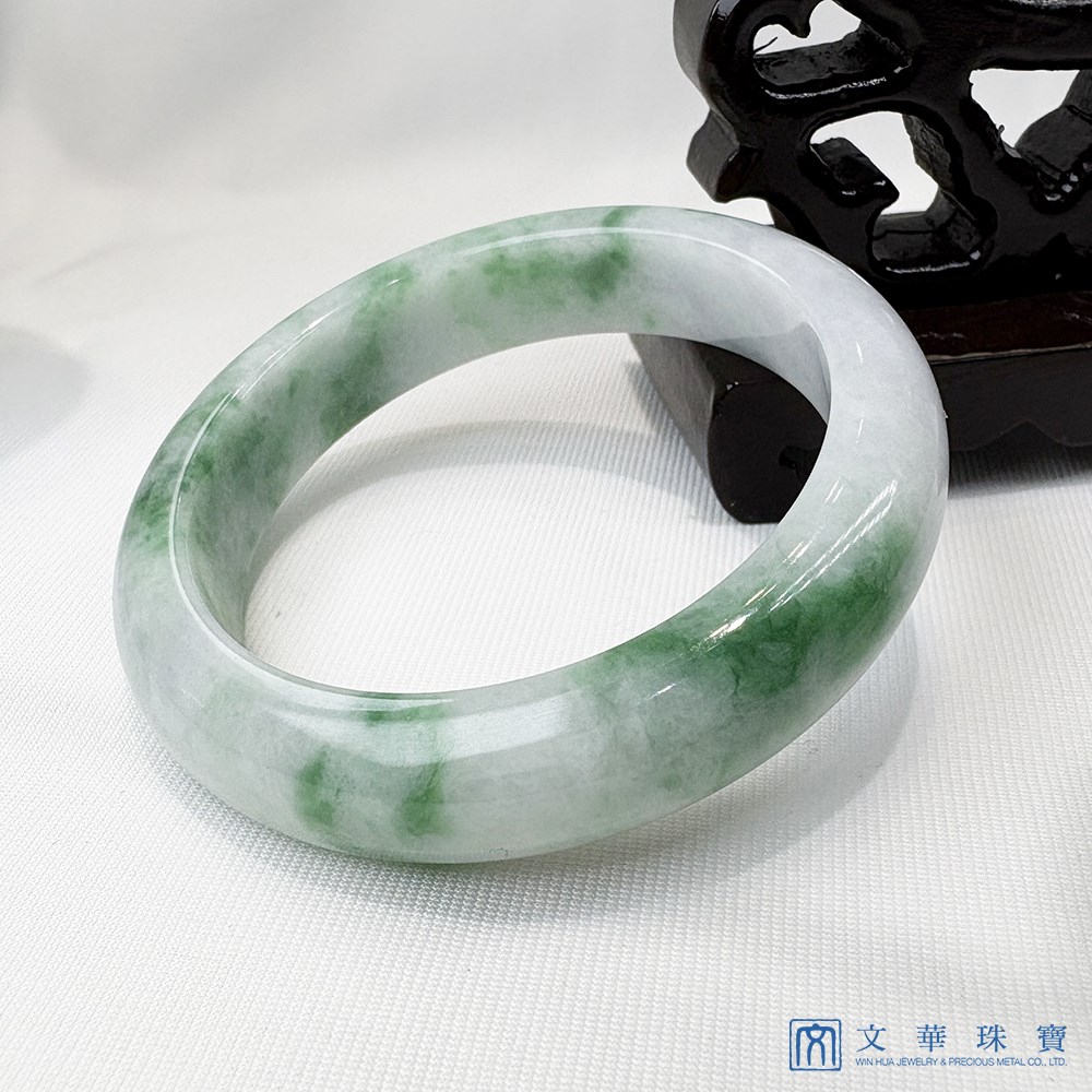 翡翠白底青玉鐲 18.5圍