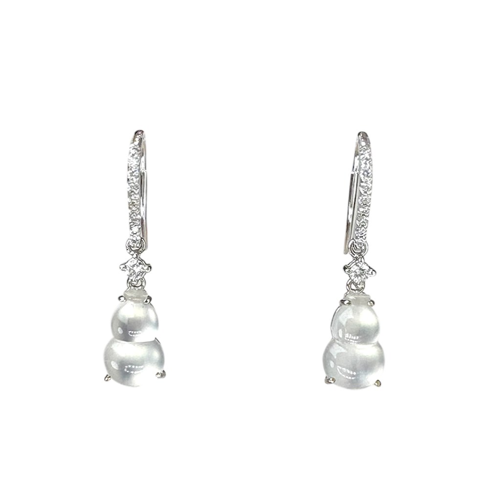 翡翠玻璃種葫蘆鑽石耳環(已售出)