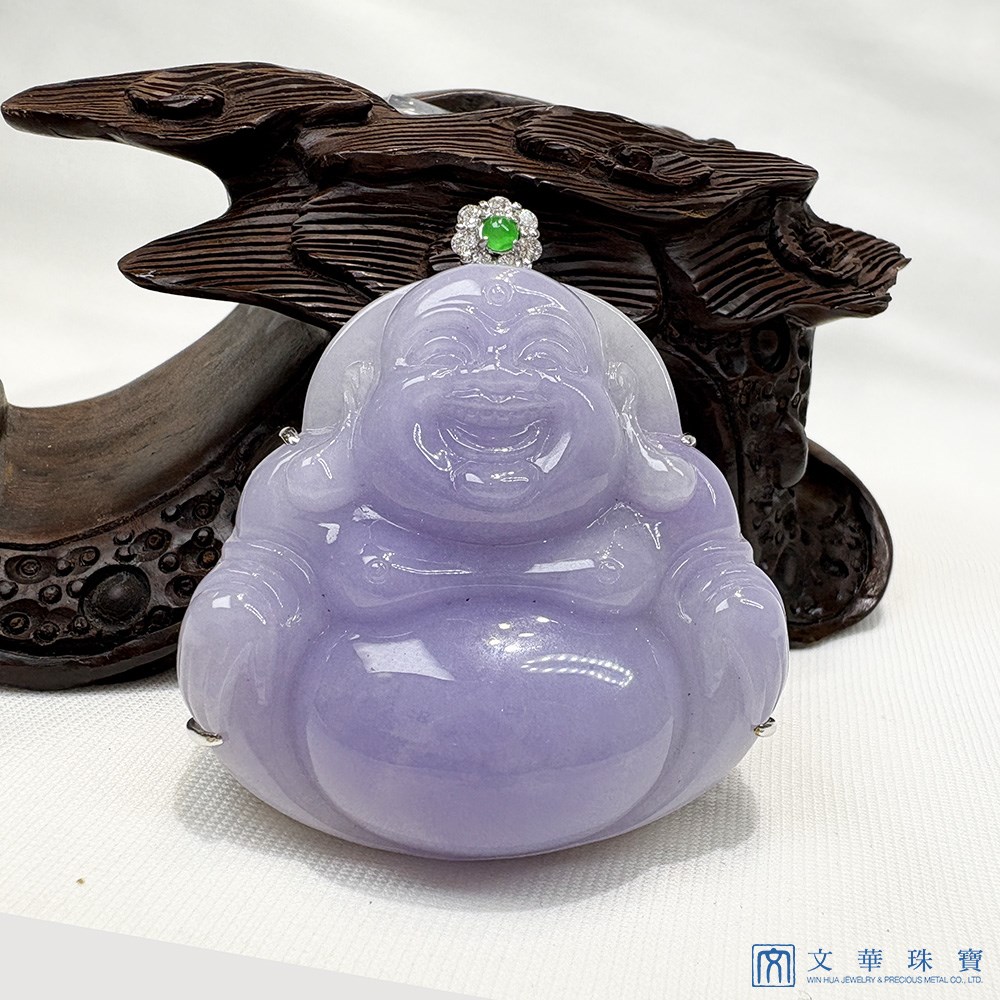 翡翠紫羅蘭大佛公玉墜 贈中國寶石鑑定證書