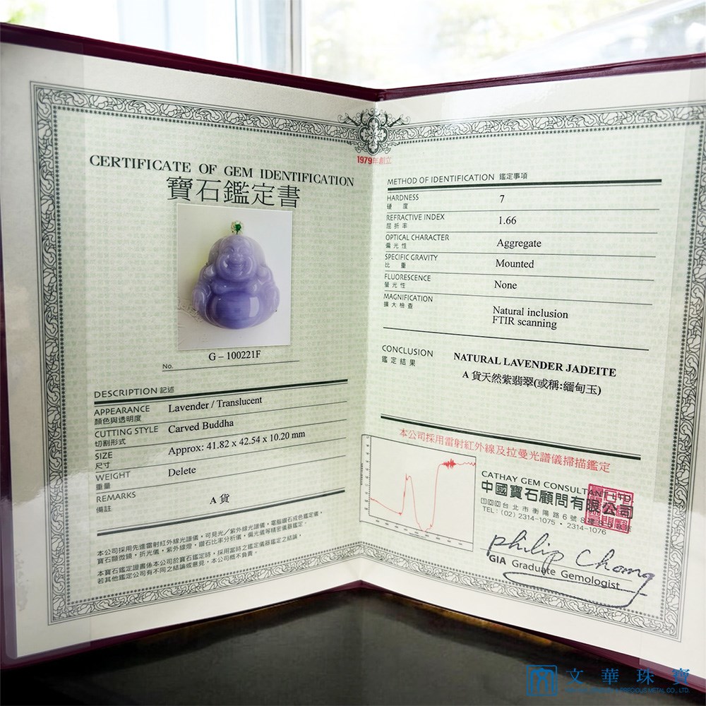 翡翠紫羅蘭大佛公玉墜 贈中國寶石鑑定證書
