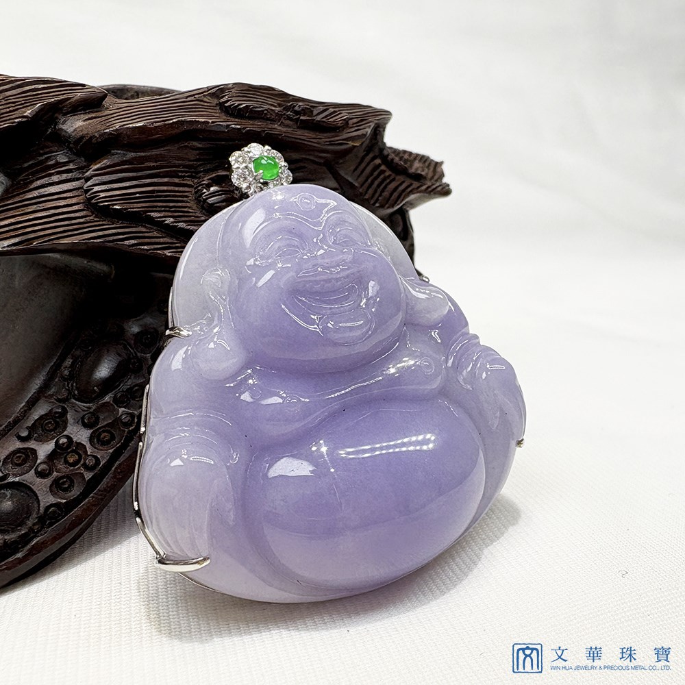 翡翠紫羅蘭大佛公玉墜 贈中國寶石鑑定證書