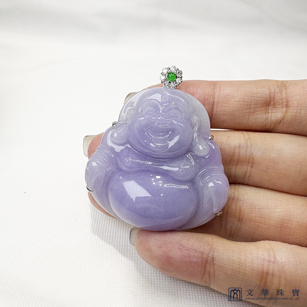 翡翠紫羅蘭大佛公玉墜 贈中國寶石鑑定證書
