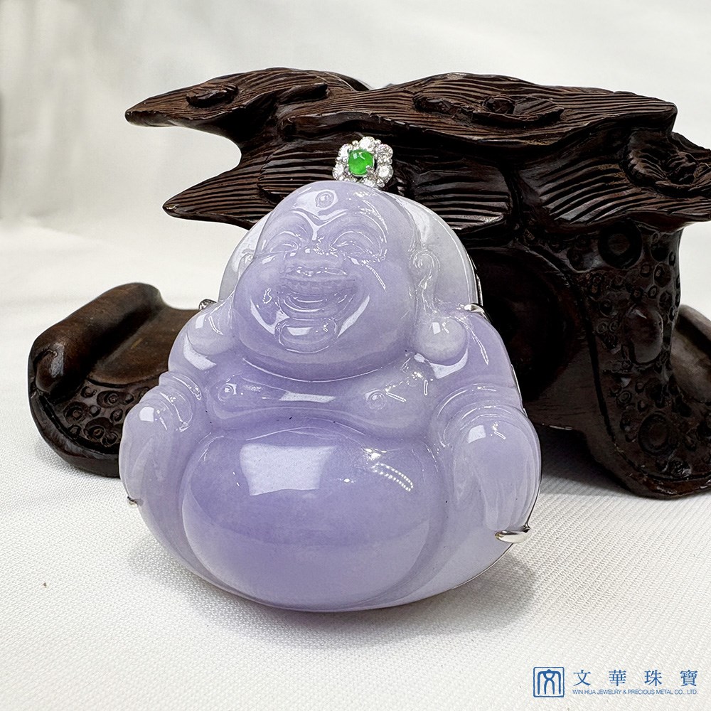 翡翠紫羅蘭大佛公玉墜 贈中國寶石鑑定證書