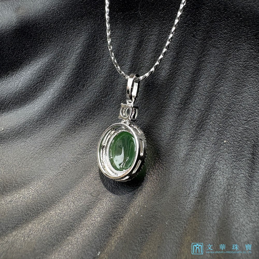 翡翠玻璃種漸層雙色蛋面鑽墜