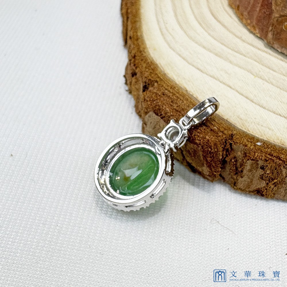 翡翠玻璃種漸層雙色蛋面鑽墜