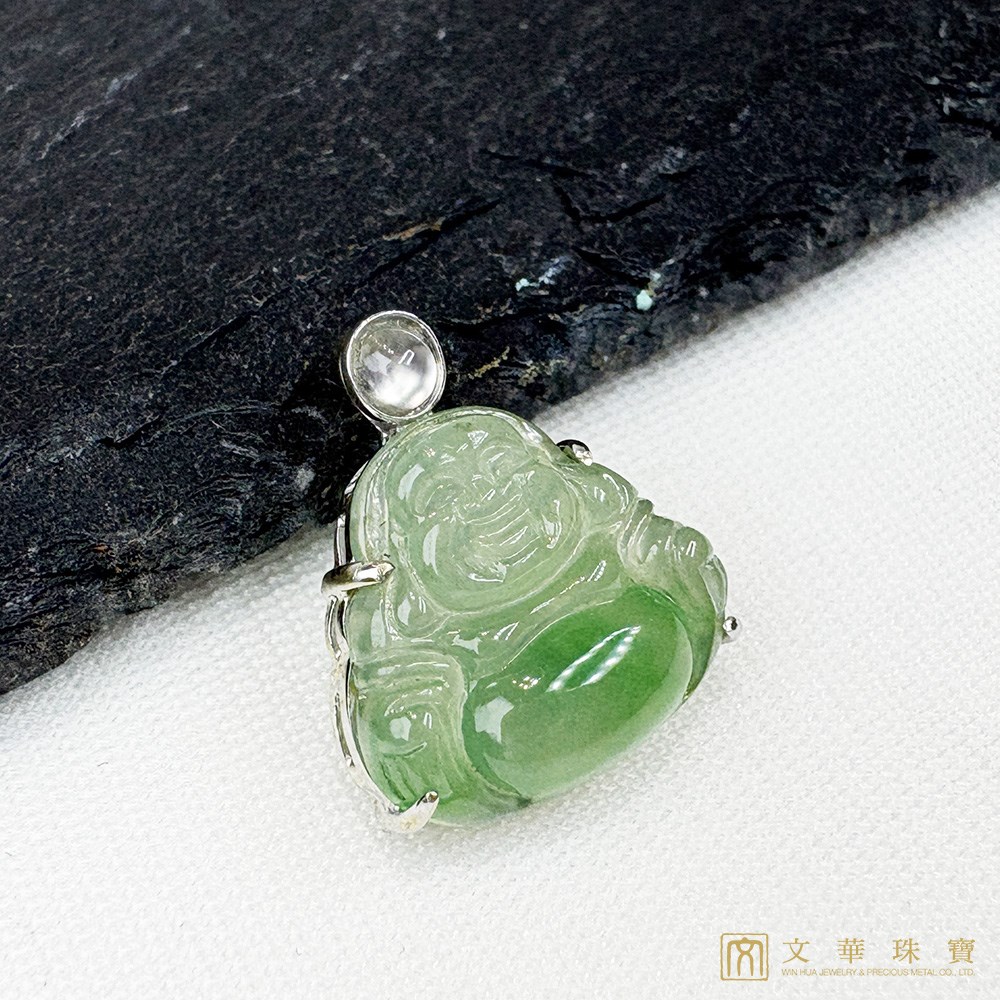 玻璃種翠綠迷你佛翡翠玉墜