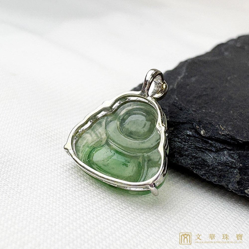 玻璃種翠綠迷你佛翡翠玉墜