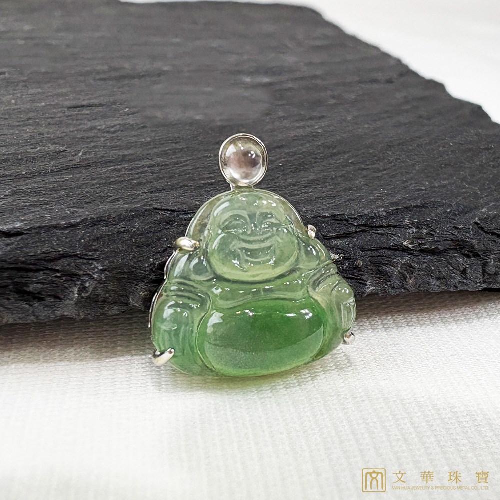玻璃種翠綠迷你佛翡翠玉墜