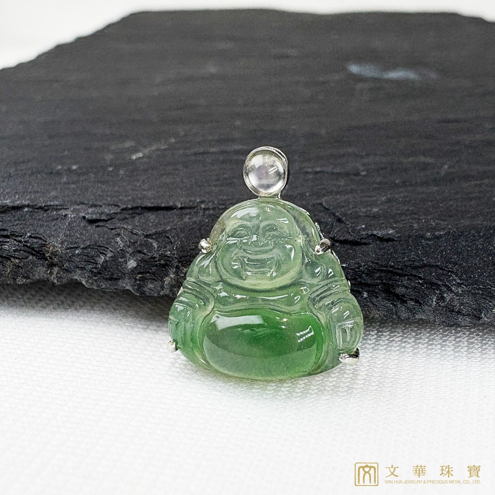 玻璃種翠綠迷你佛翡翠玉墜