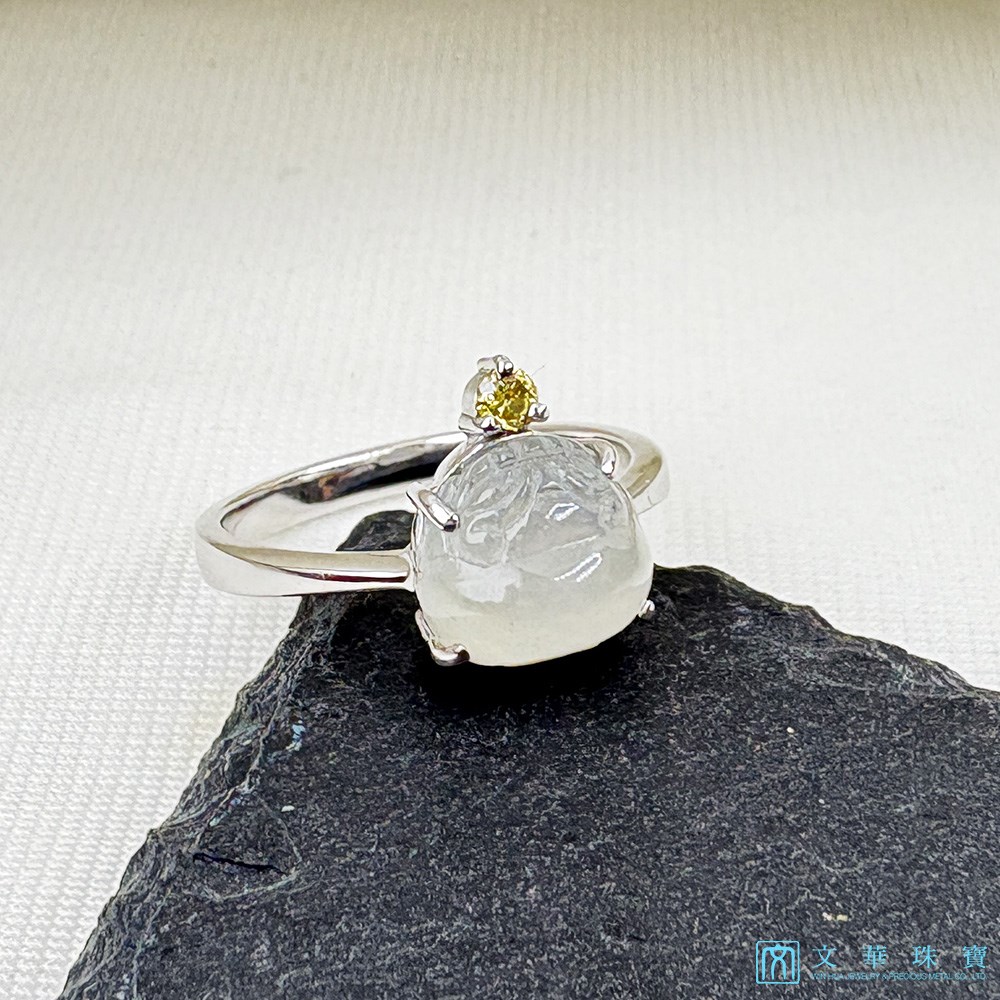 高冰種三腳蟾咬錢招財玉戒 國際圍9.5圍