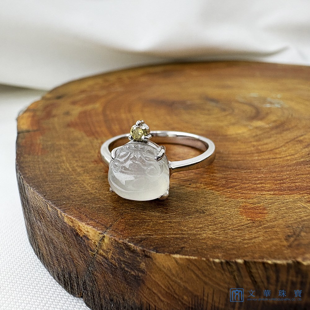 高冰種三腳蟾咬錢招財玉戒 國際圍9.5圍