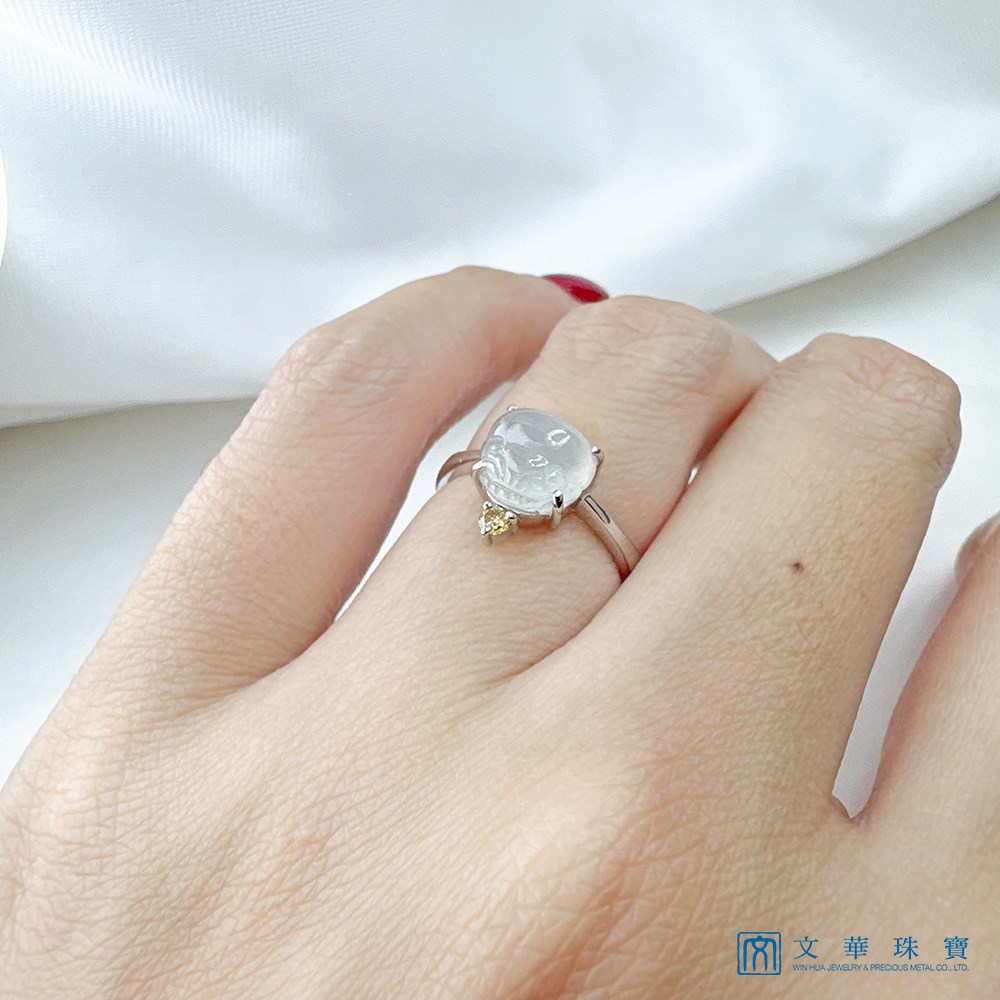 高冰種三腳蟾咬錢招財玉戒 國際圍9.5圍