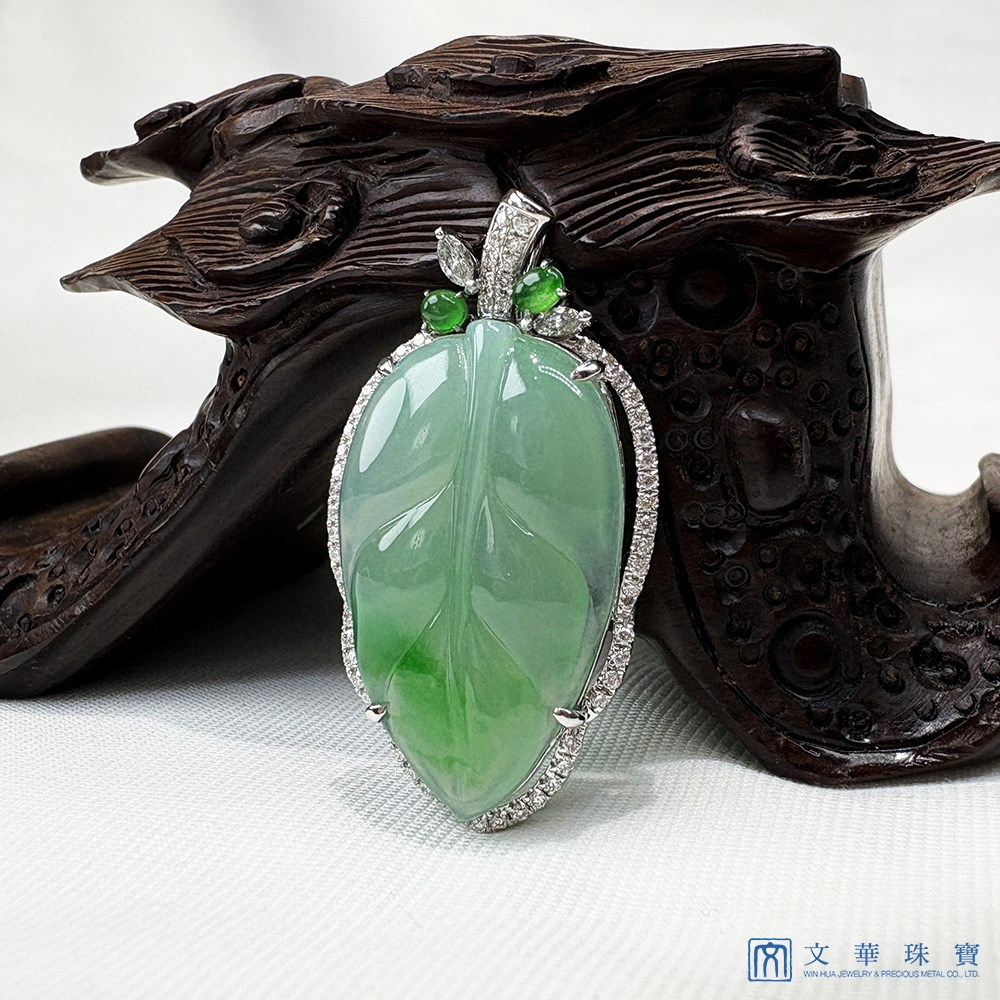 冰種嫩芽綠意玉葉鑽墜
