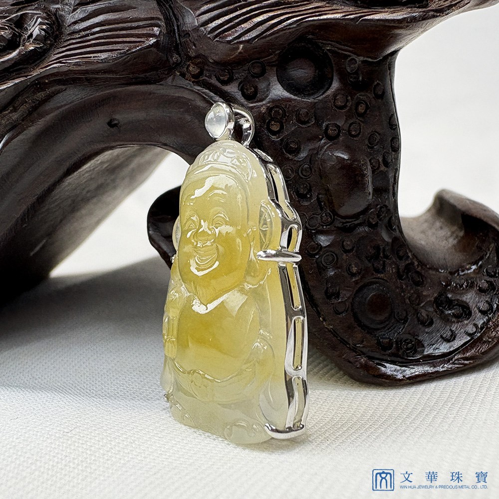 冰種金蜜黃翡財神玉墜