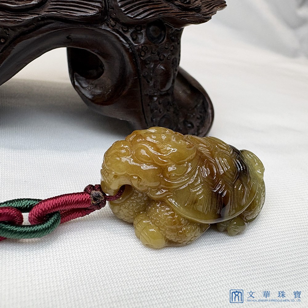 翡翠沉木藏金龍龜擺件 把玩掛飾