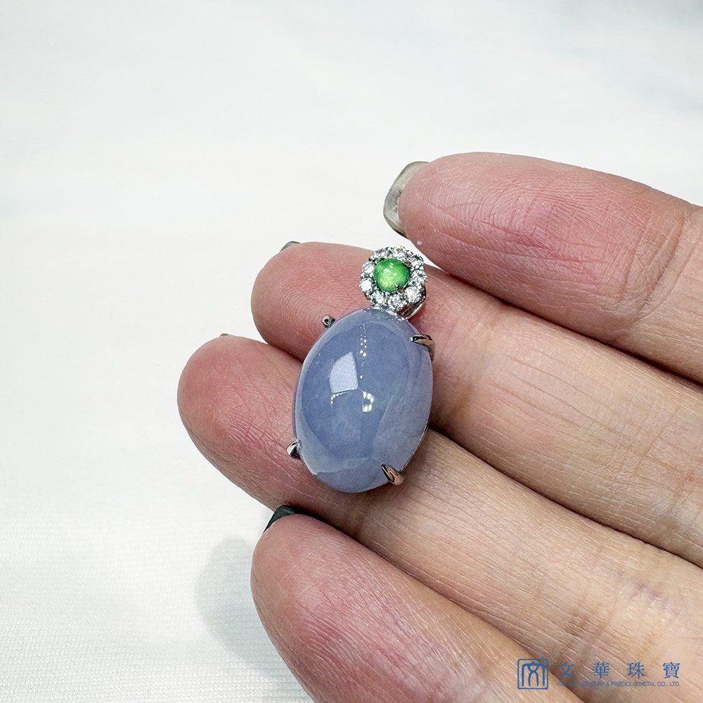 翡翠紫羅蘭蛋面玉墜 