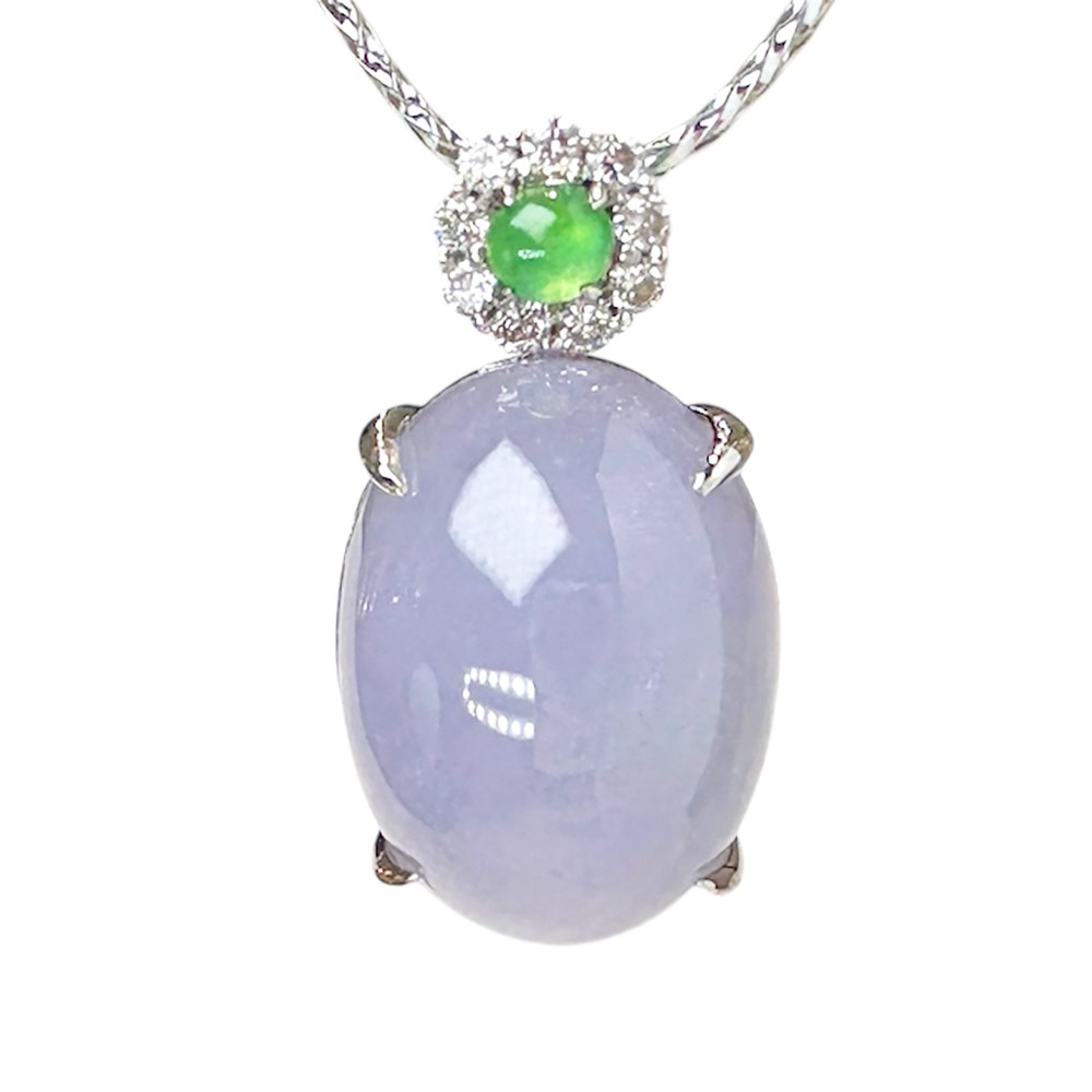 翡翠紫羅蘭蛋面玉墜 