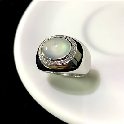 冰玻蛋面寬版男戒(已售出)