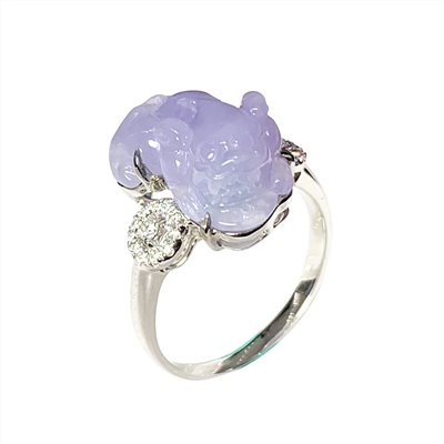 紫翡貔貅古錢玉戒(已售出)