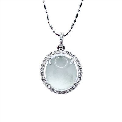 冰玻放光白翡蛋面墜(已售出)