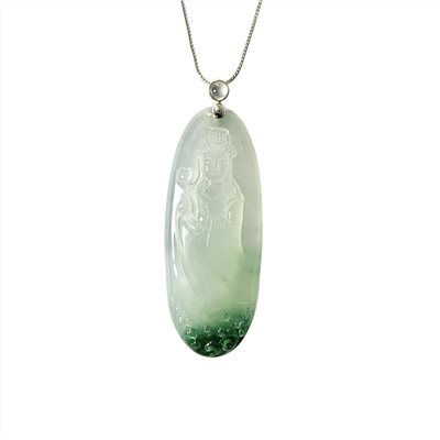 冰玻種飄蘭花媽祖玉墜(已售出)