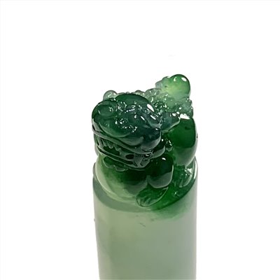 冰種花青綠橢圓獅印(已售出)