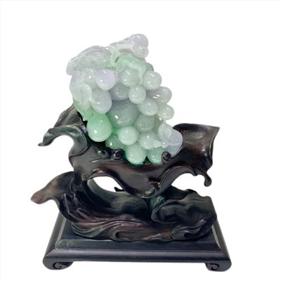 春帶彩葡萄玉擺件