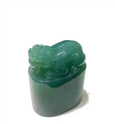 春帶彩橢圓貔貅玉印