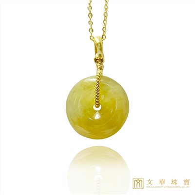 冰種黃翡黃K平安扣