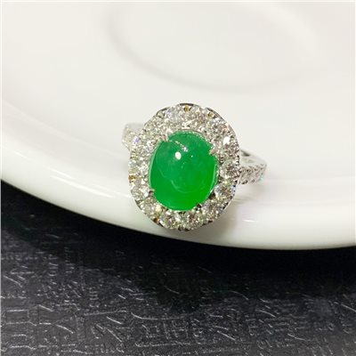 翡翠蛋面鑽戒(售出)