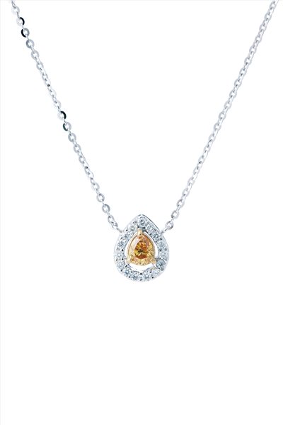 水滴黃彩鑽石項鍊