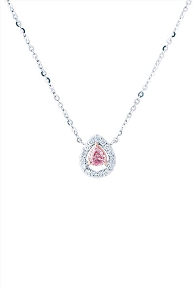 水滴粉紅鑽鑽石項鍊