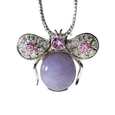 紫翡蛋面小蜜蜂別針兩用墜 