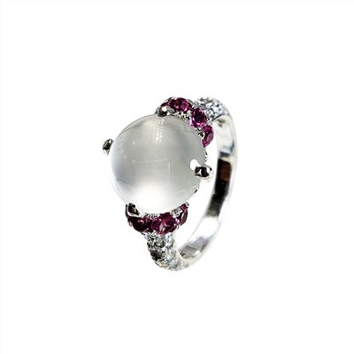 冰玻蛋面翡翠鑽戒 (已售出)