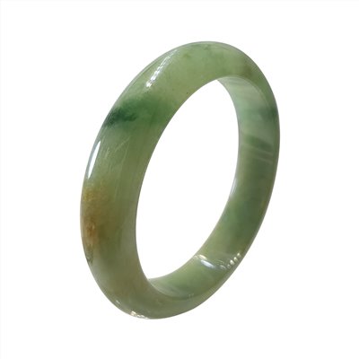 綠帶蜜糖黃翡翠玉鐲 手圍18.5號