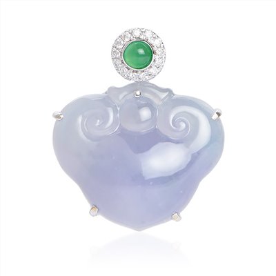 冰紫元寶如意玉墜